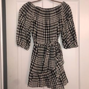 Black & White Gingham Off-Shoulder dress